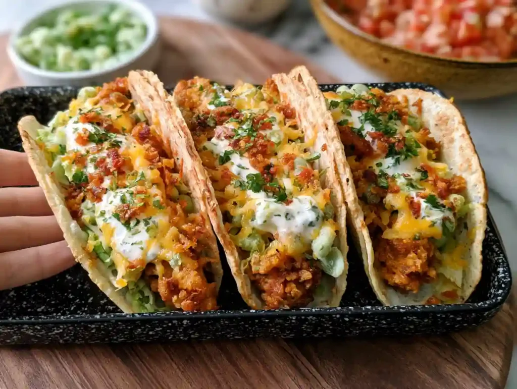 Cheesy Oven-Crispy Chicken Ranch Tacos