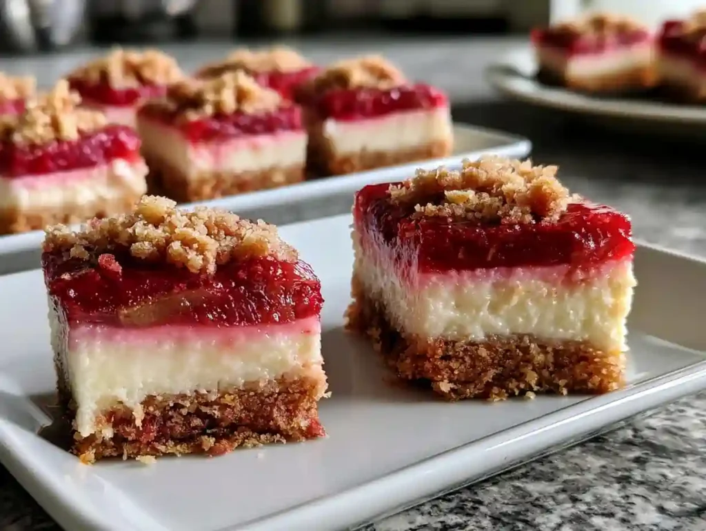 No Bake Rhubarb Cheesecake Squares