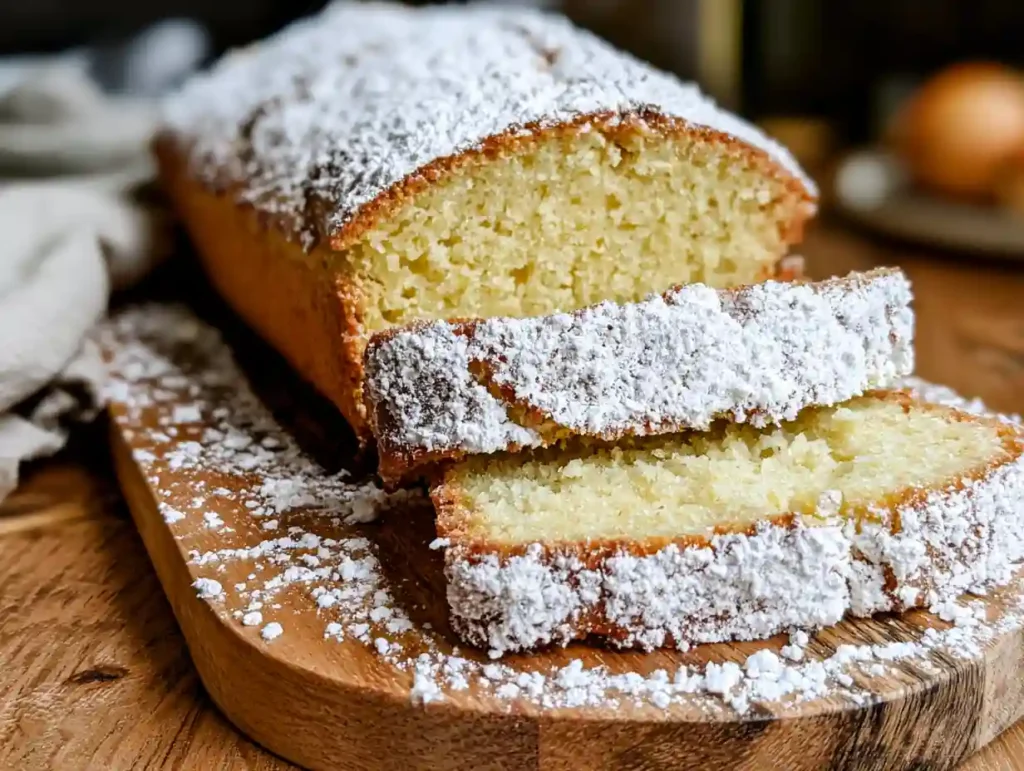 Powdered Sugar Doughnut Loaf Cake