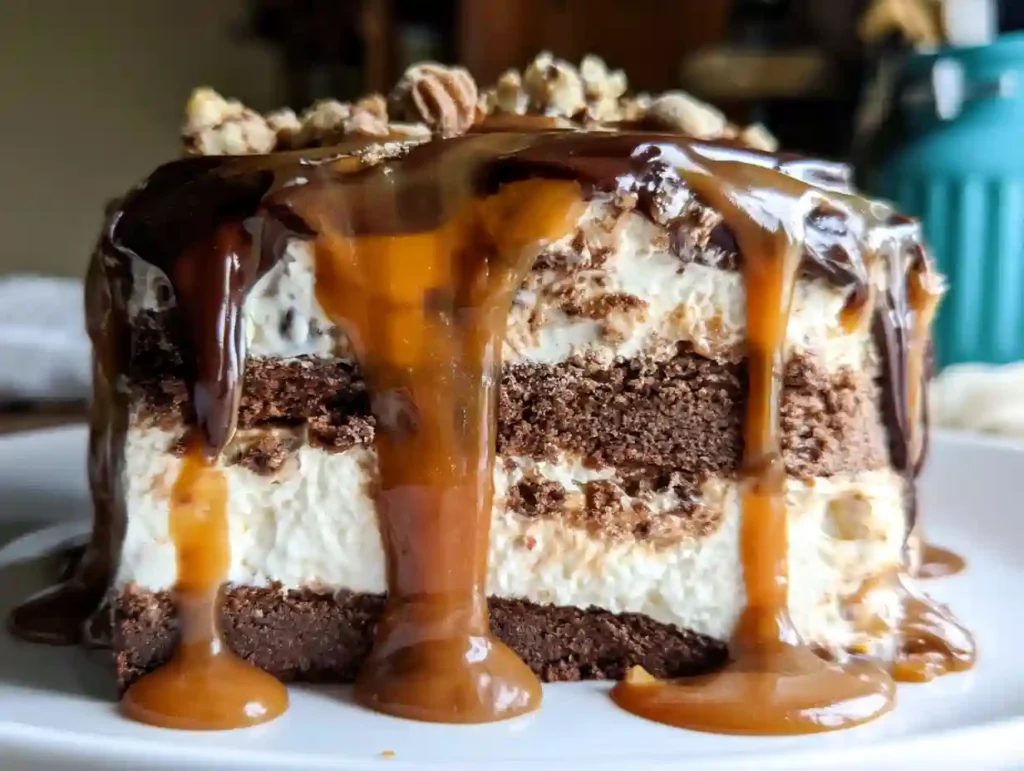 Chocolate Caramel Homemade Ice Cream Cake