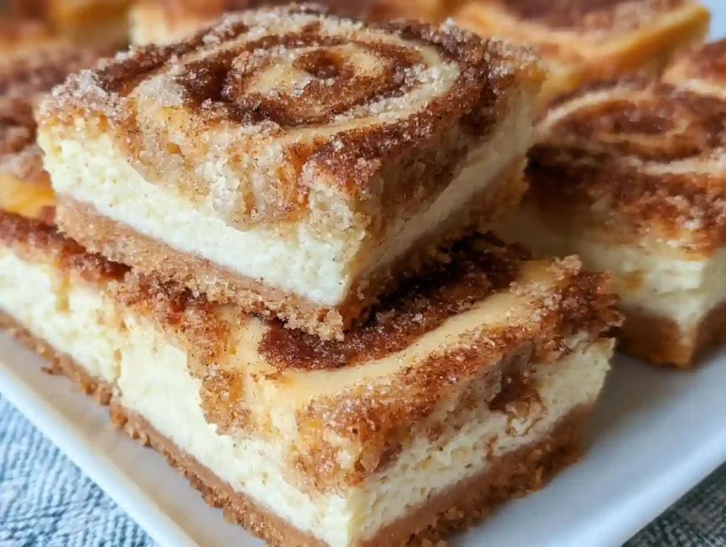 Classic Cinnamon Roll Cheesecake Bars
