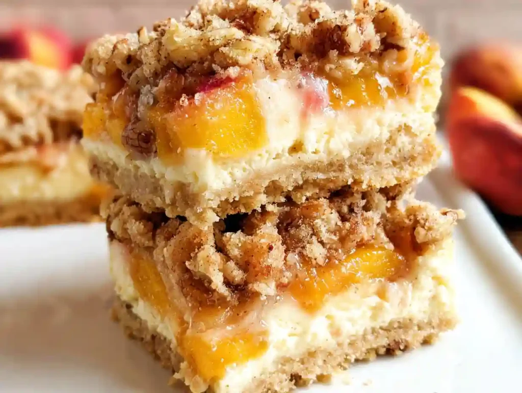 Peach Cobbler Cheesecake Bars