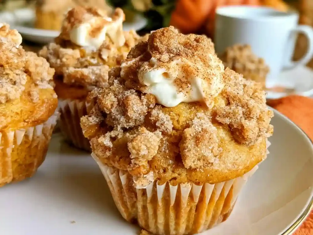 Pumpkin Cream Cheese Muffins with Cinnamon Crumb Topping