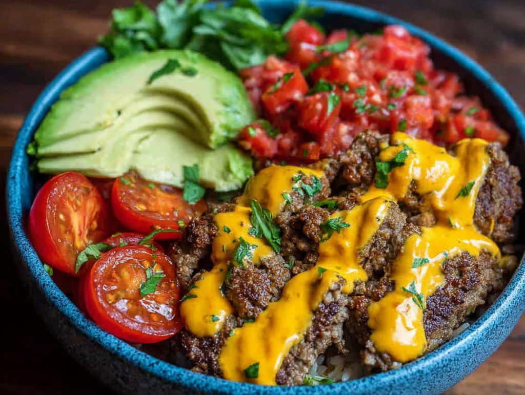 High-Protein Cheeseburger Bowls Recipe – Low-Carb Meal Prep with Ground Beef & Burger Sauce