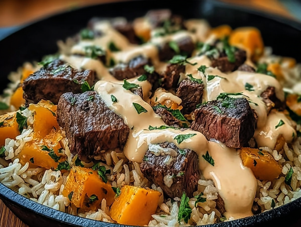 Cheesy Steak and Rice Skillet: A Comforting Delight!