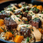 Cheesy Steak and Rice Skillet: A Comforting Delight!