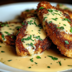 Crispy Parmesan Chicken with Rich Garlic Sauce