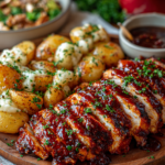 Honey Bbq Chicken & Creamy Garlic Parmesan Potatoes