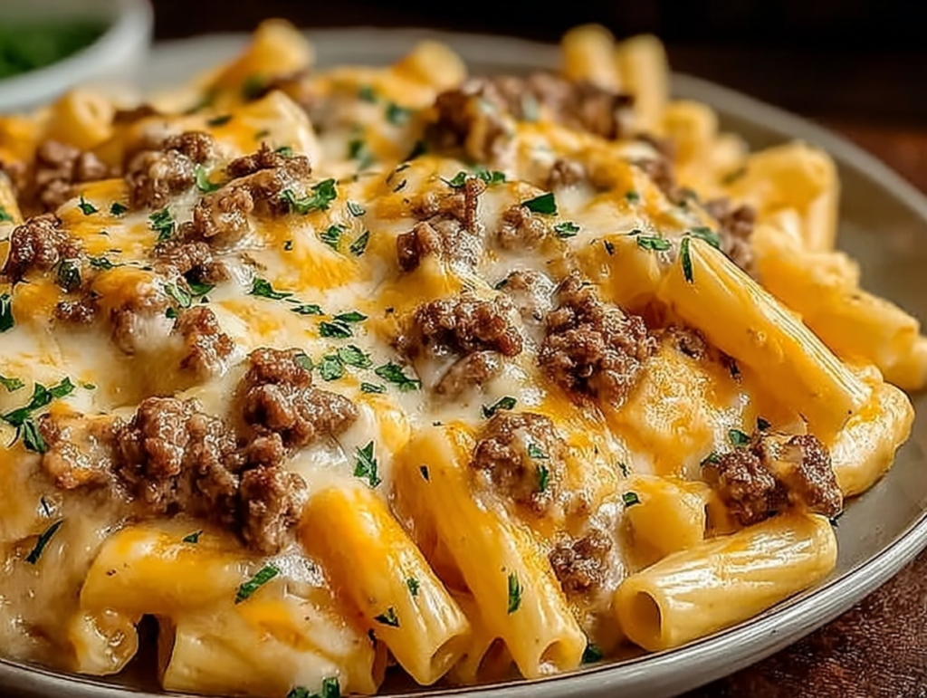 Ultimate Loaded Cheeseburger Alfredo Pasta : Creamy Dinner