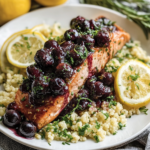 Blueberry Glazed Salmon with Lemon Herb Couscous
