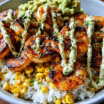 Grilled Shrimp Bowl with Avocado Corn Salsa