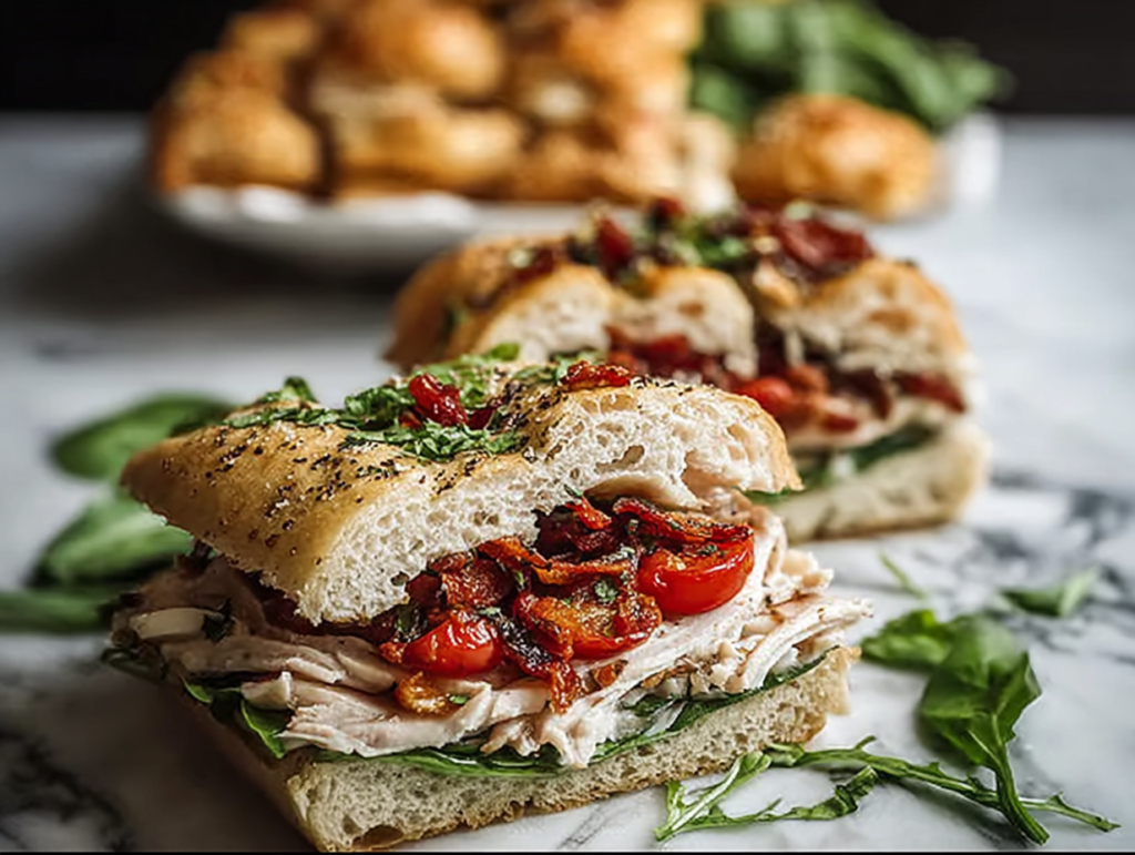 Italian Turkey Focaccia Sandwiches