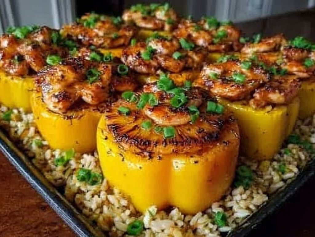 Teriyaki Pineapple Chicken and Rice Stuffed Peppers: A Sweet and Savory Meal