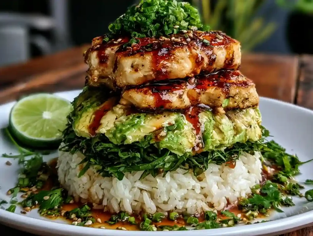 HONEY LIME CHICKEN AND AVOCADO RICE STACK FRESH