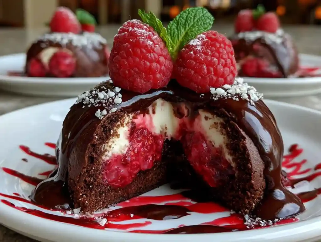 Indulge in decadent Chocolate Raspberry Cheesecake Domes