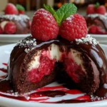 Indulge in decadent Chocolate Raspberry Cheesecake Domes
