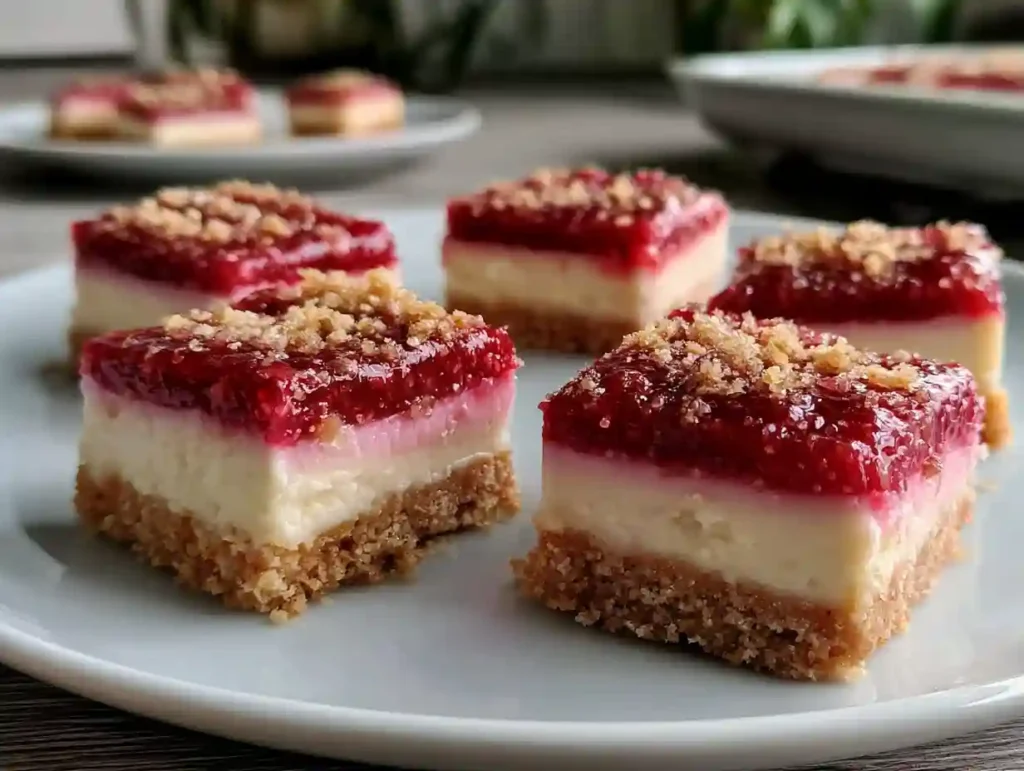 No Bake Rhubarb Cheesecake Squares
