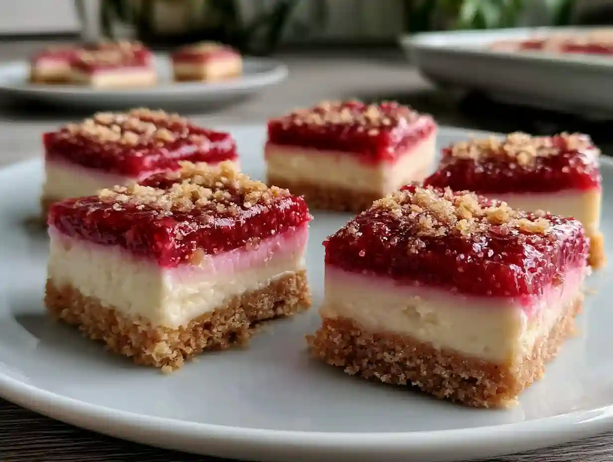 No Bake Rhubarb Cheesecake Squares