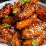 Hot Honey Peach Wings Crispy Sweet and Spicy Chicken Wings