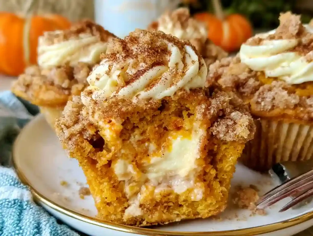 Pumpkin Cream Cheese Muffins with Cinnamon Crumb Topping